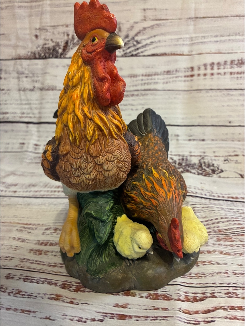 Rooster and Hen on Nest Figurine